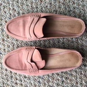Madewell pink suede leather mule loafers